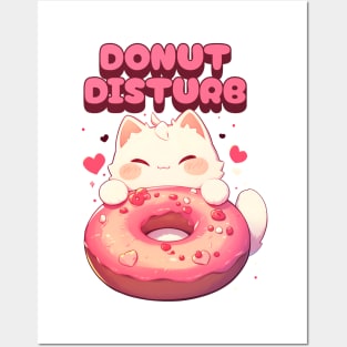 Donut Disturb kawaii kitty cat Posters and Art